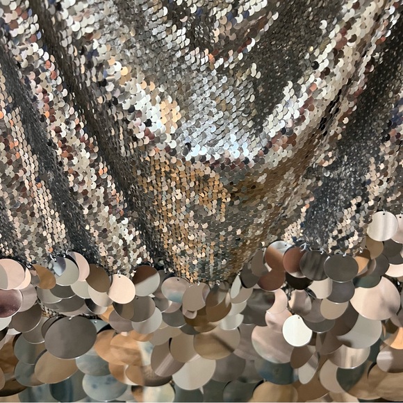 Silver Sequin strapless Mini Dress sweetheart neckline holiday party large NWT - Picture 8 of 14